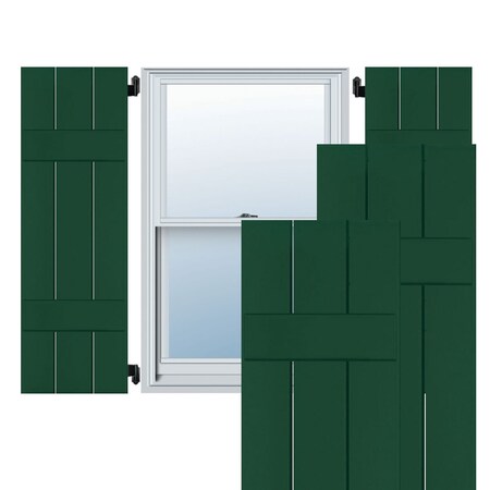 Exterior 3 Board (2 Batten) Wood Pine Board-n-Batten Shutters, Chrome Green PR, RWB12X057CGP